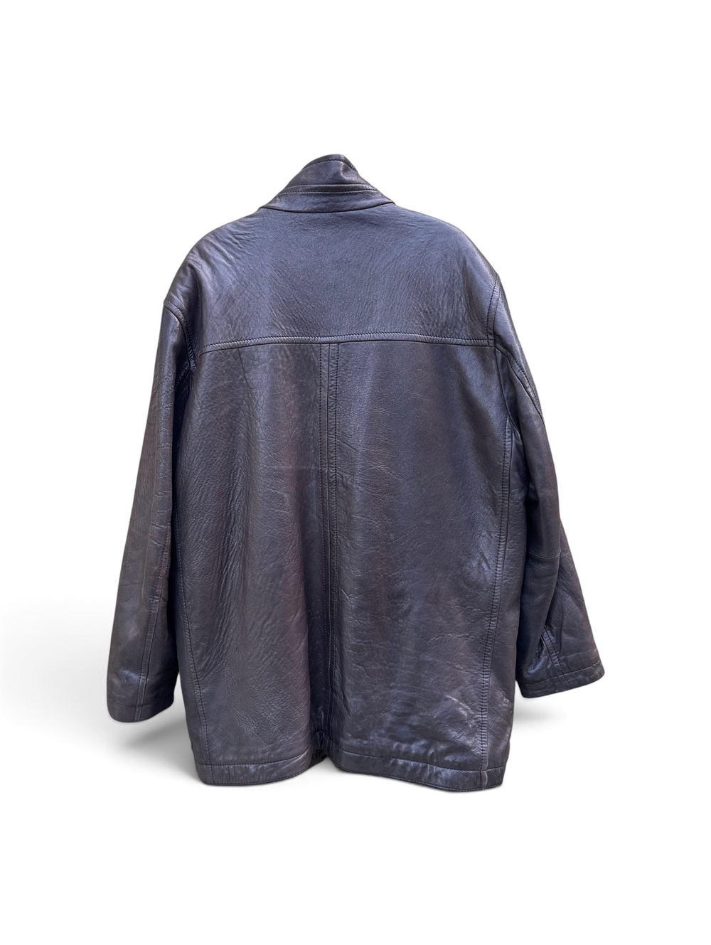 Vintage 90s Marc New York Andrew Marc Leather Black Car Coat Jacket Large - Picture 2 of 7